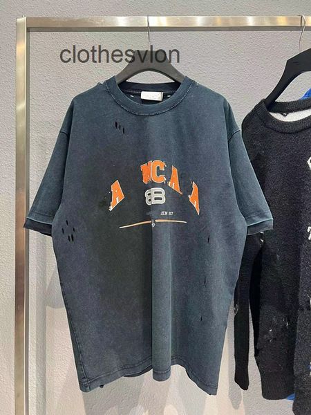 

t-shirts mens fashion 2022 balencaiga's b spring summer paris bb scissors 1917 letter short sleeve t-shirt washed, White