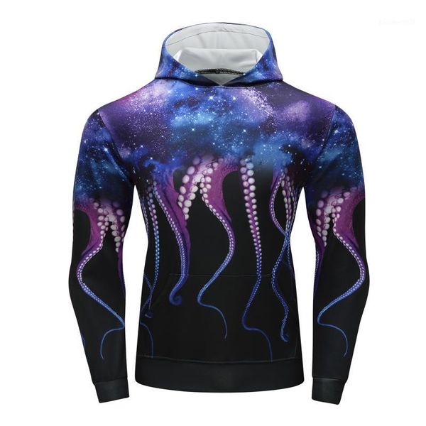 

men's hoodies & sweatshirts 2021 design tracksuit sweatshirt digital star tentacles printed boxing outdoor running fitness, Black