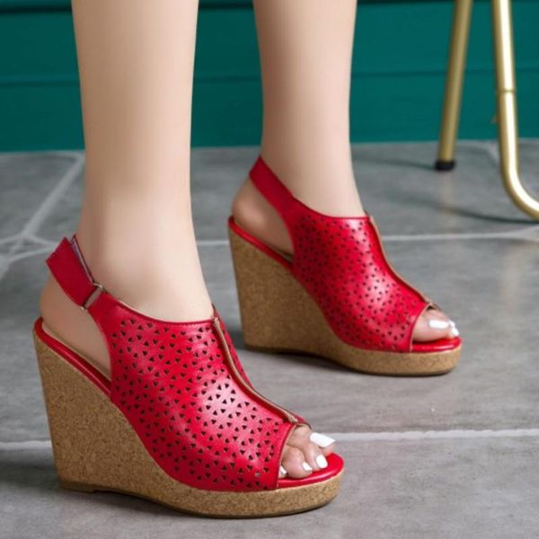 

fanyuan 2021 women wedges sandals platform high heel summer shoes fashion office lady party footwear size 34-43, Black