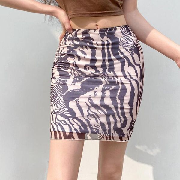 

skirts women's irregular ripple printed hip skirt brown, Black