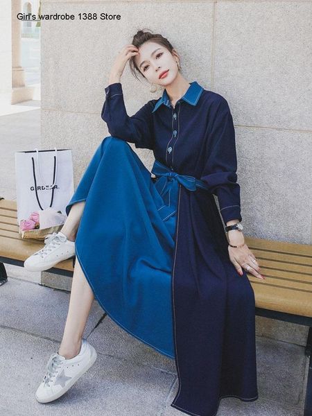 

casual dresses dress women's spring and autumn 2021 super series light mature style french small group splicing shirt long, Black;gray