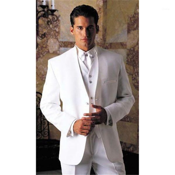 

arrival white tuxedos men suit stand collar edge male blazer party groom men's suits 3 piece set (jacket+pants+vest) & blazers, White;black