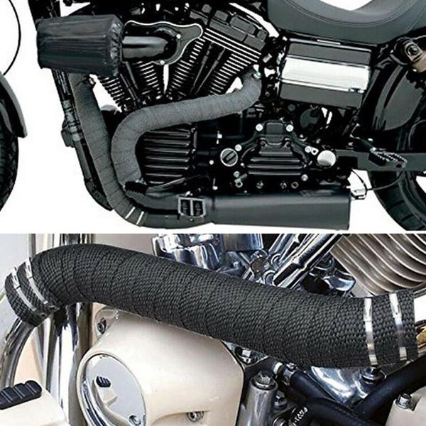 

motorcycle exhaust system 5m roll fiberglass manifold headers pipe heat wrap tape thermal protection +4 ties kit insulat
