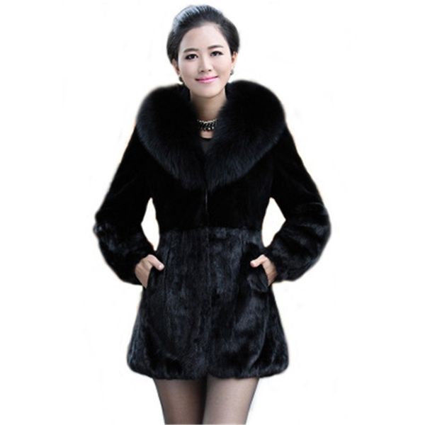 

faux fur coat black xs-3xl plus size 019 winter europe and america long sleeve fur collar fashion slim jacket lr423 210531