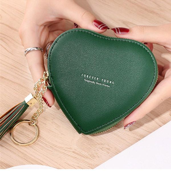 

coin purses wallets female 2021 wave fashion personality cute heart-shaped bag key ring ladies small purse, Red;black