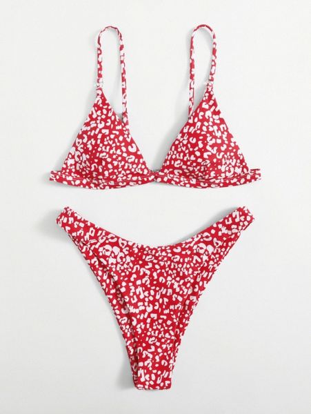 

leopard triangle bikini swimsuit c6d1#, White;black