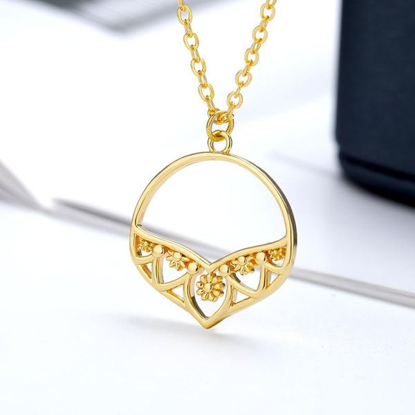 

pendant necklaces hollow daisy for women stainless steel gold chain flower necklace party aesthetic jewelry gift bijoux whosale, Silver
