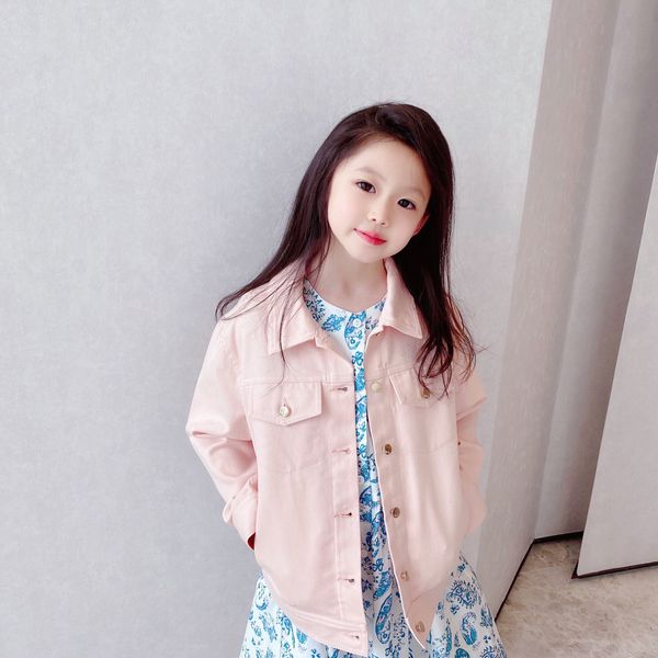 

autumn kids girls jacket overcoat toddler baby girls button long sleeve outwear cotton coat two colors, Blue;gray
