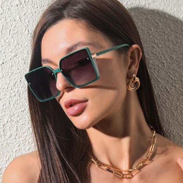 

sunglasses black green brown square oversized women big frame sun glasses female gradient sunglass hip hop oversize shades uv400, White;black