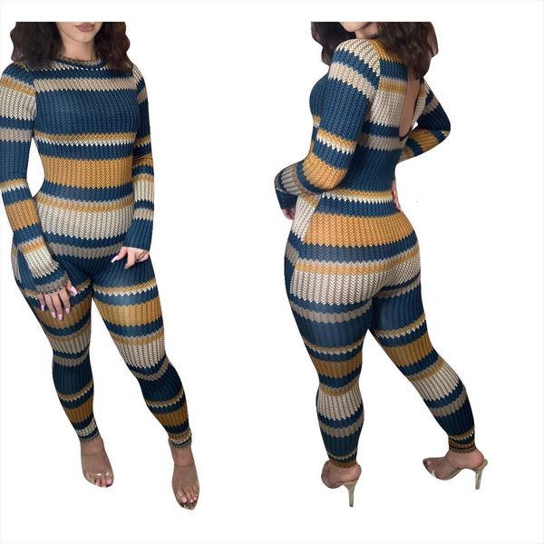 

chic striped printed womens romper long sleeve skinny, Black;white