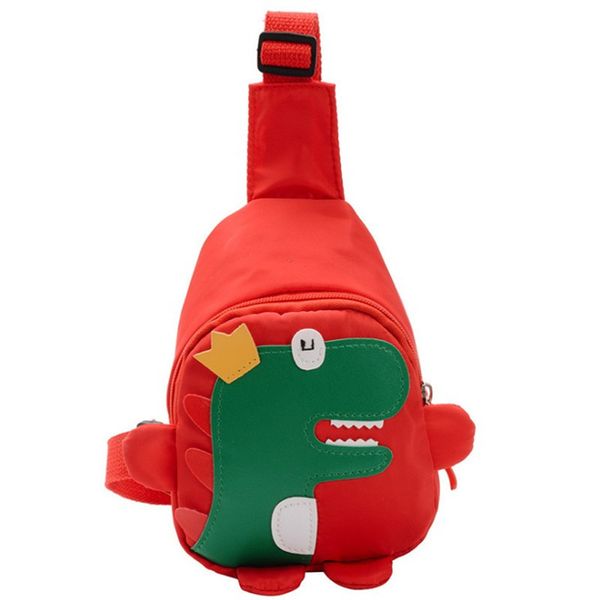 Zaino per bambini simpatico cartone animato Simpatico modello di dinosauro in nylon Mini pacchetto a spalla Borsa da scuola portatile per bambina e neonato colore rosso 88wj L2