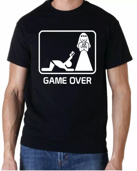 

game over credit card funny stag do weekend t-shirt, White;black