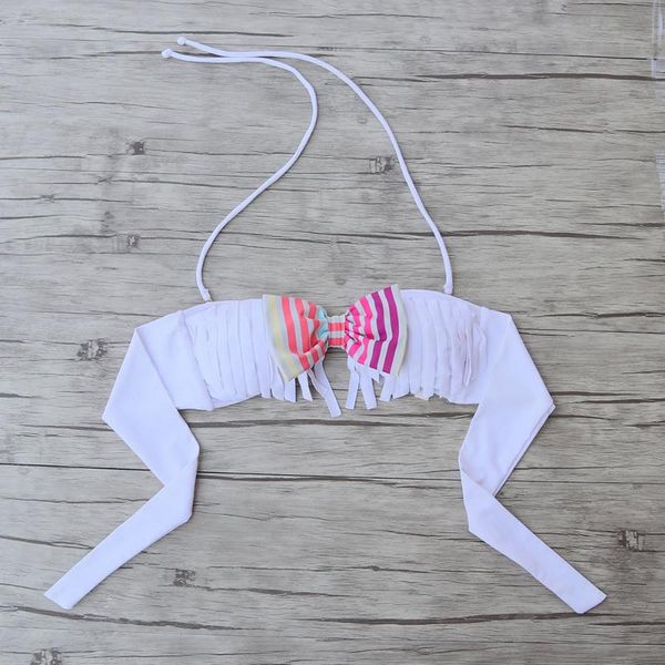 

mixer bikini for women swimwear beachwear tassel white bow water droplets bathing suits designer girl swimming biquini up two-piece
