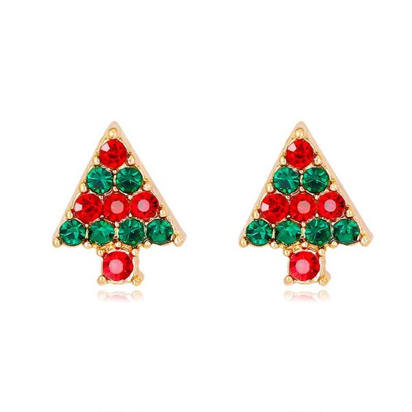 

stud cute red christmas hat tree strawberry earring for women girls lovely festival ear studs wholesale brincos 2021 bijoux, Golden;silver