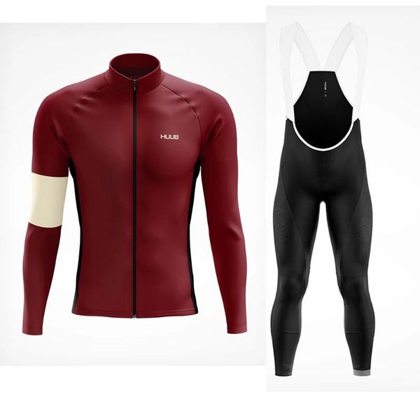 

racing sets huub winter coat long-sleeved thick mountain bike jacket set cycling jersey bib pants suit professional team equipment, Black;blue