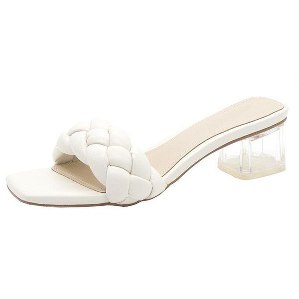 

weave sandals slides crystal high heel summer slippers flip flops women shoes luxury designer ladies street beach, Black