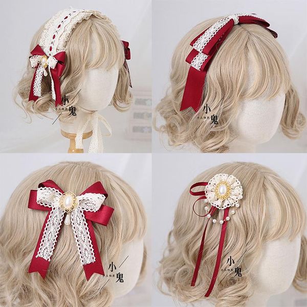 

other event & party supplies japanese style lolita lace hair band sweet kc side clip accessories wine red color