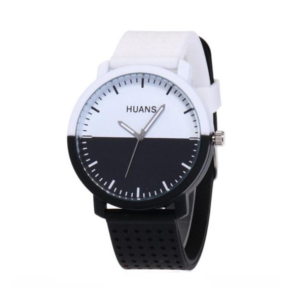 

wristwatches men's women's personality circular dial silica gel quartz lovers watch gift, Slivery;brown