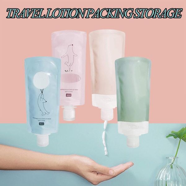 

storage bags 2pcs compressible travel shampoo lotion packaging bag portable liquid reusable screw cap hose