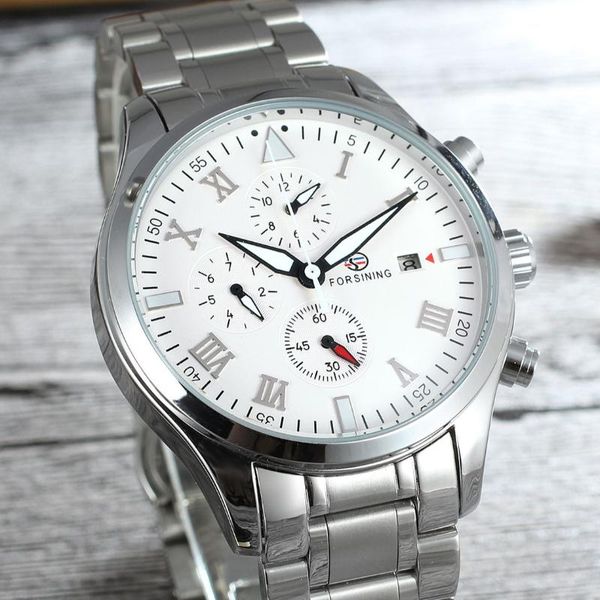 

wristwatches forsining tourbillon design fashion casual automatic mechanical men's watches multifunction waterproof man clock relogio m, Slivery;brown