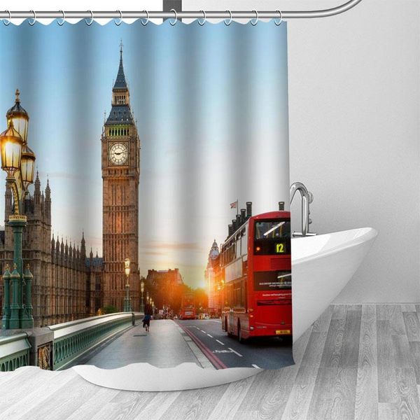 

shower curtains london night view curtain waterproof fabric bathroom nature bath opaque things