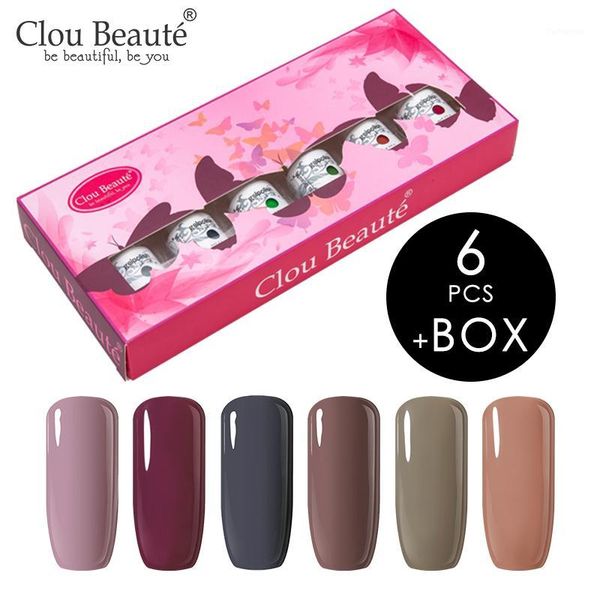 

clou beaute 8ml gel nail polish 6pcs manicure varnishes primer soak off red white blue semi-permanent lacquer set1, Red;pink