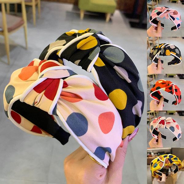 

other korea knotted headband for women fashion wide brim cloth art hair band female sweet circle washface non-slip issue card jewelry, Golden;white