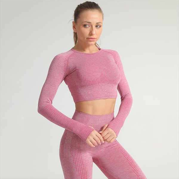 

seamless fitness tracksuit mujer womens pants 2 piece set high waist leggings long sleeve female casual fashion running, White