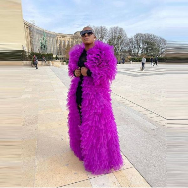 

women's blouses & shirts fashion long tulle coat sleeves custom made plus size extra puffy reffules purples po shoot over outfits, White