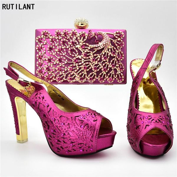 

african shoes and matching bags italian women decorated with rhinestone shoe woman high heel luxury designers dress, Black