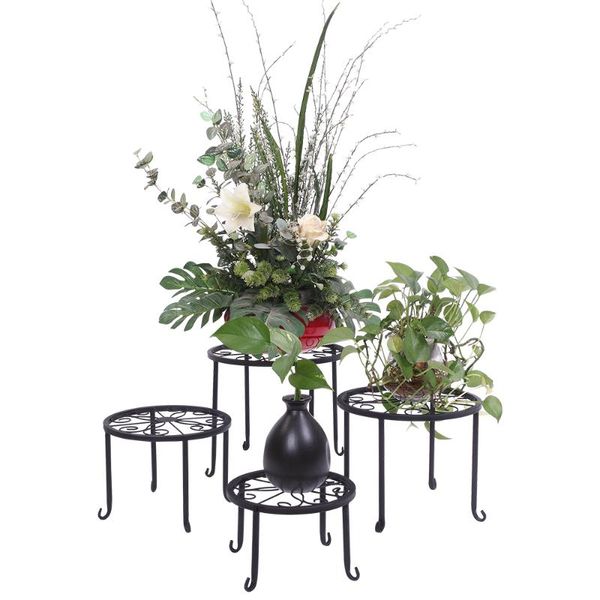 

plant shelves with 4-1 round pattern in black baking paint other home decor