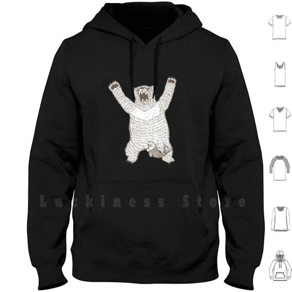 

roaring bear ( ink ) hoodies long sleeve fish forest fun animal funny wild teddybear hurt brown wildlife cool men's & sweatshirts, Black