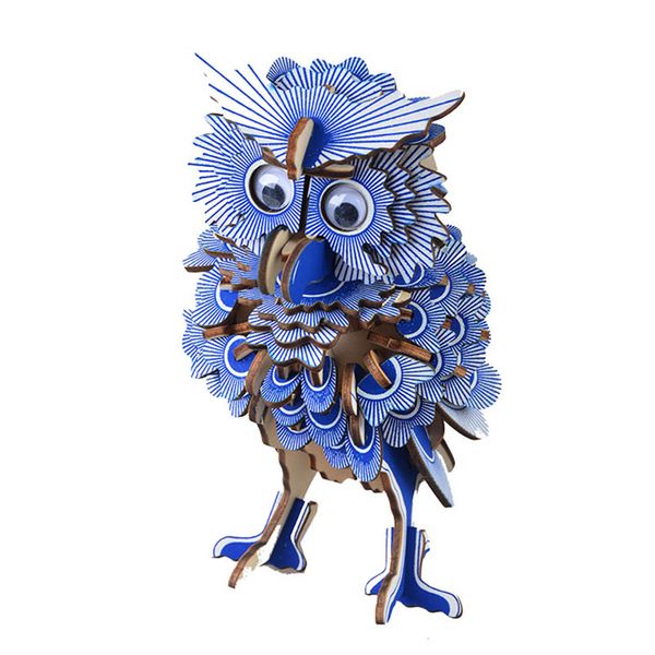

1Pcs 3D Wooden Owl Puzzle Handmade Handicraft Nice Children Gift DIY Funny Animal Modeling Toys