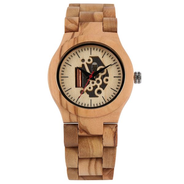 Orologio da donna Full en Watch Band Orologio da polso al quarzo Orologio da donna in acero naturale Orologi casual Chiusura pieghevole Orologio in legno regalo