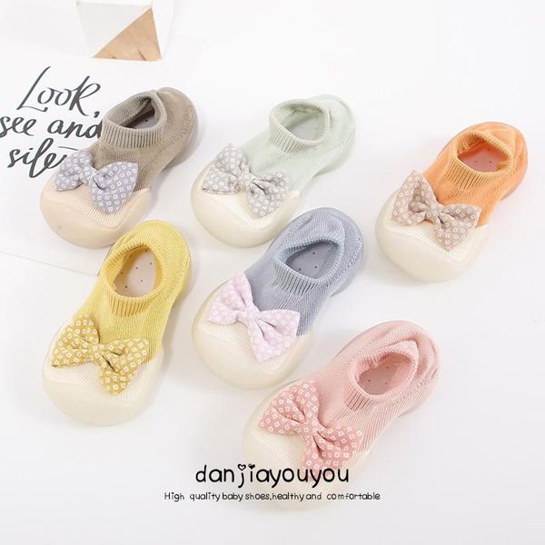 

first walkers toddler socks shoes boys and girls spring autumn children's bowknot breathable rubber soft bottom non-slip baby