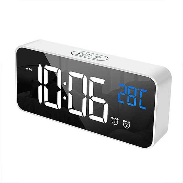 

digital alarm clock for bedrooms heavy sleepers bedside led display with usb port charger, 2 clock, snooze, time(white) smart home control
