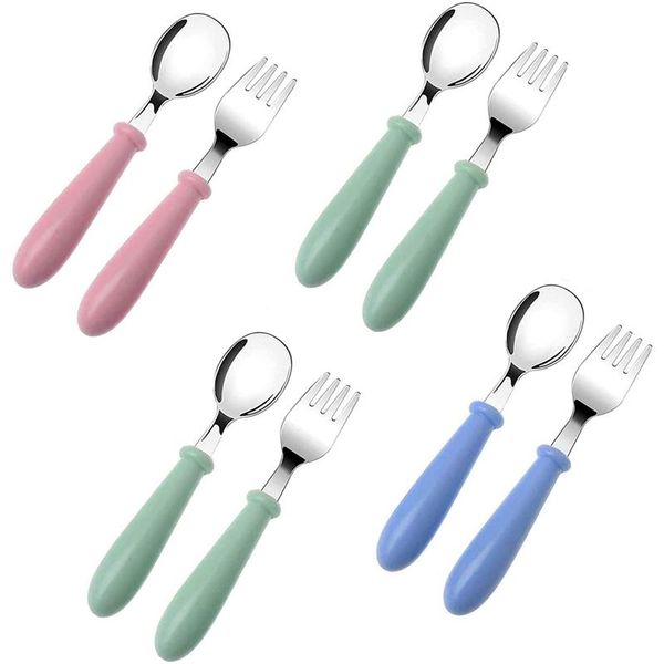 

spoons 4 set toddler and forks,stainless steel utensils spoons,kid safe utensils,baby