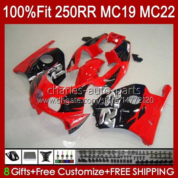 Формаги для инъекций для Honda CBR 250cc MC19 88-89 CBR 250RR 250 RR CC 250R 1988-1989 гг. 112HC.73 CBR250RR 88 89 CBR250 RR CC 1988 1989 OEM OEM Full Bodys Kit Glossy Red Blk