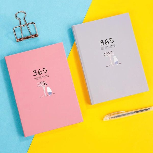 

notepads notebook 365 days yearly monthly daily schedule plan book creative hand mini student gift stationery supplies, Purple;pink
