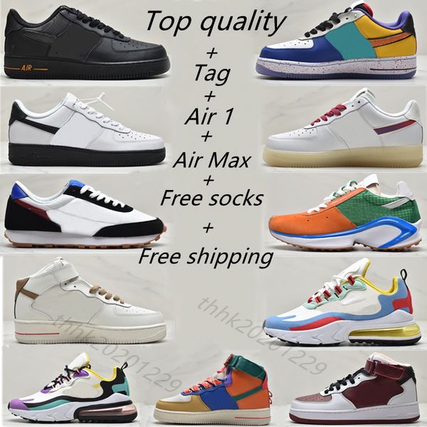 

men woman shoes air 1 max 270 athletics mens sneakers women footwear leather man womens sneaker casual sports shoe 2021 us11 eur45, Black