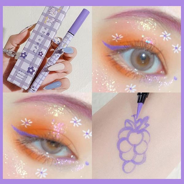 

eyeliner liquid pen color eye liner quick dry lasting waterproof purple orange blue white pink brown black tslm1