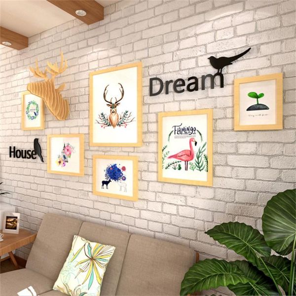 

frames and mouldings burlywood po frame set vintage wall 6pcs/lot cadre murale collage picture wood art holder