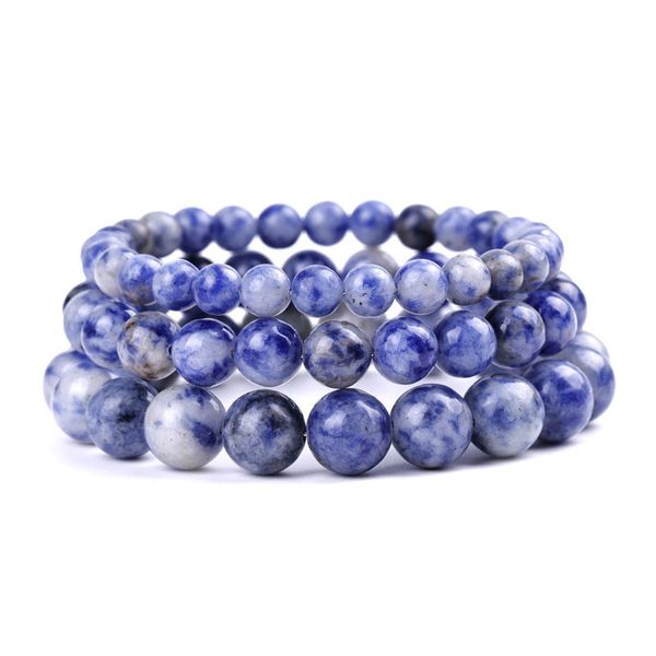 

handmade 3 size natural stone beaded strands elastic charm bracelets for men women party club decor energy jewelry, Black