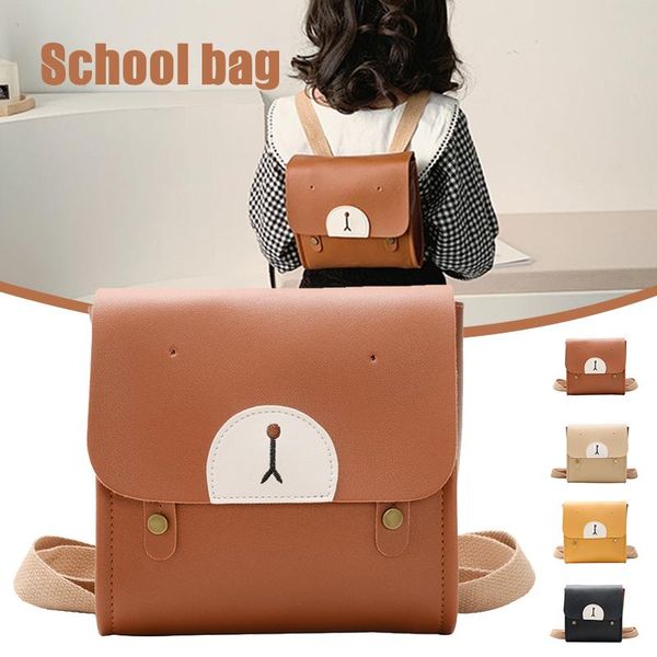 

cartoon bear backpack for kids lightweight mini pu bag children's shoulder 17*5*18cm swd889 school bags