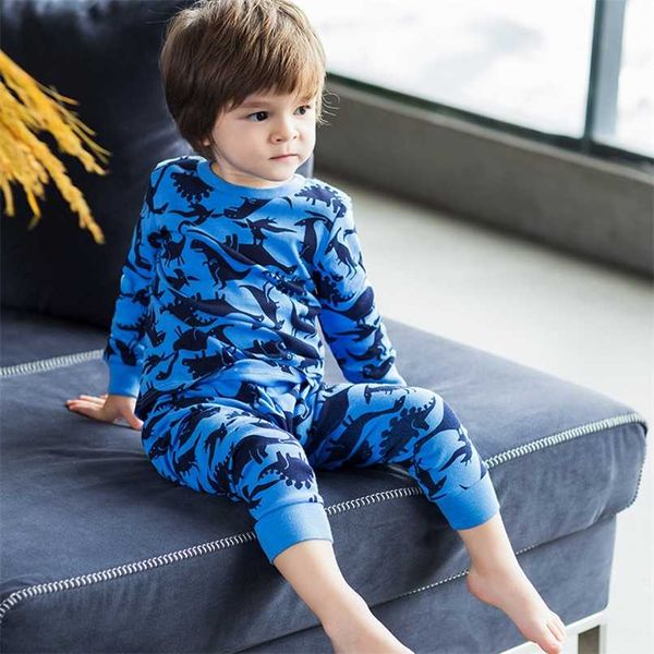 Miúdos Meninos Meninas Sleepwear Homewear 100% Algodão Dinossauros Dinossauros Para Crianças 211023