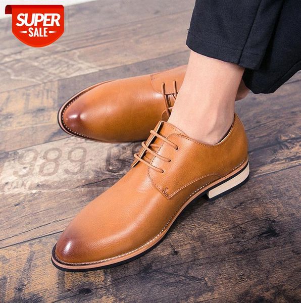 

business casual shoes men formal men's leather british pointed toe large size #di3u