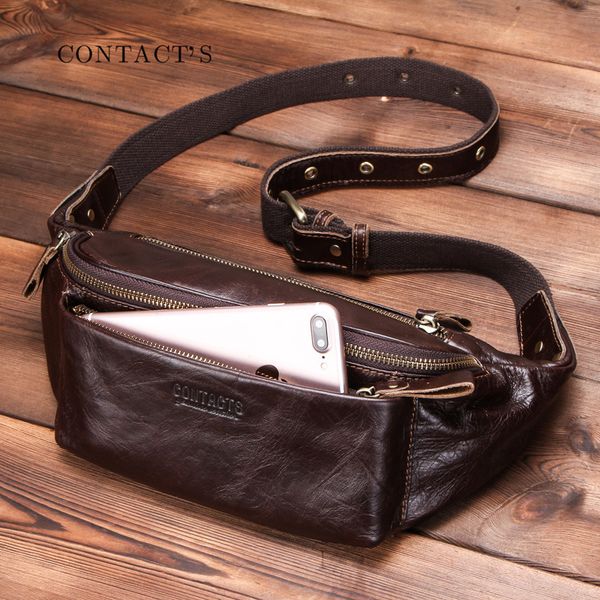 

contacts fashion trend leisure cowhide men's sports mobile phone waist bag