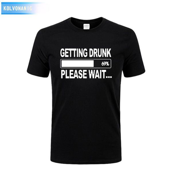 

men's t-shirts haikyuu 2021 summer fashion getting drunk please wait funny printed t-shirt men streetwear short sleeve male t shirts, White;black