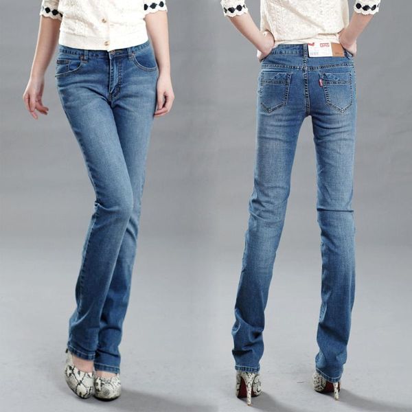 

women's jeans 2021 autumn small straight plus size blue pants girls business casual trousers