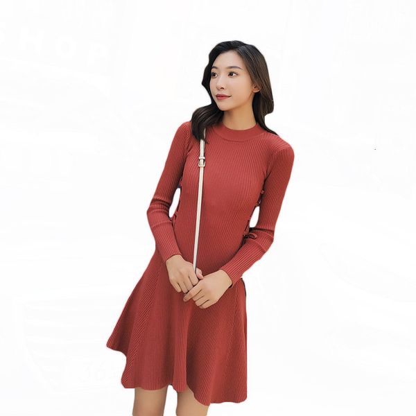 

tees winter of women's solid knitted fabric around the vintage thin neck a-line mesh sweater dress plus size lq237 ubv9, White